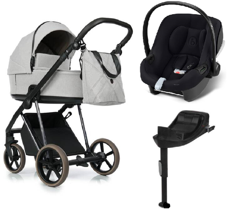 Roan Ivi 2.0 Vintage Wózek Głęboko-Spacerowy Iced Coffee (Limited Edition) + Cybex Aton B2 i-Size Fotelik Samochodowy 0-13kg + Baza One Volcano Black