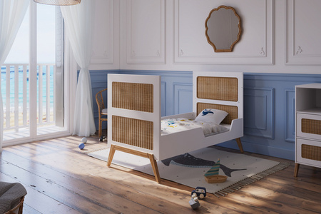 Theo Bebe Marelia Wielofunkcyjne Łóżeczko Ratanowe 70x140cm Neige