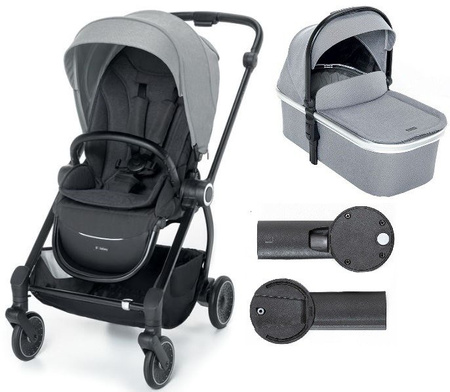 Espiro Galaxy Wózek Głęboko-Spacerowy + Gondola Una + Adaptery Zestaw 2w1 07 Grey Center + Gry Center