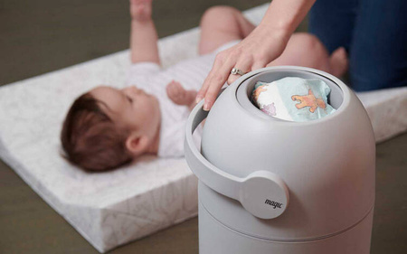 Magic Majestic Kosz Na Zużyte Pieluchy + Worki Jasny Szary