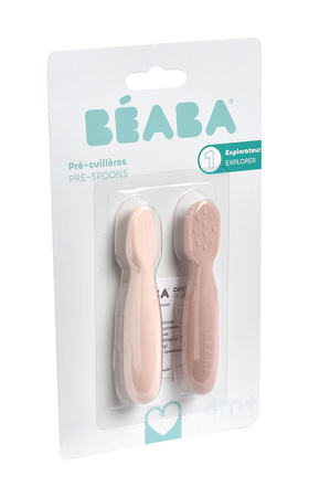 Beaba Zestaw 2 silikonowych pierwszych łyżeczek-gryzaków Cotton candy/sorbet