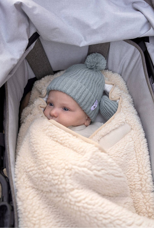 Lodger Czapeczka z wełny merino 100% miętowa Silk 1-2 lata