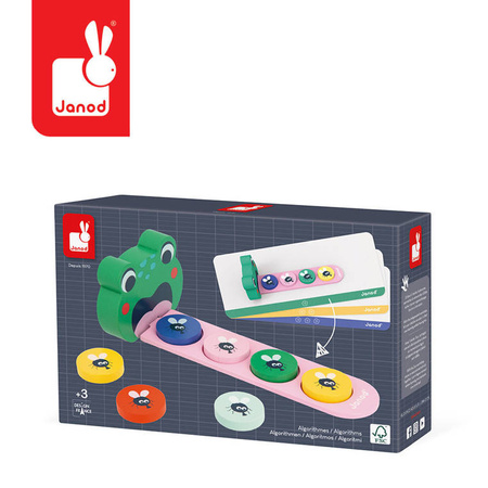 Janod Drewniana układanka logiczna Algorytmy Żaba 3+