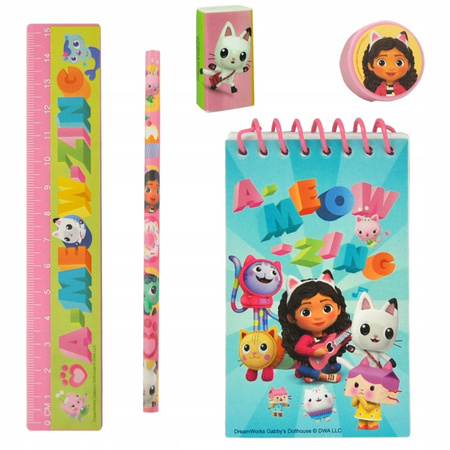 Kids Euroswan Zestaw piśmienniczy 5 elementów Koci Domek Gabi