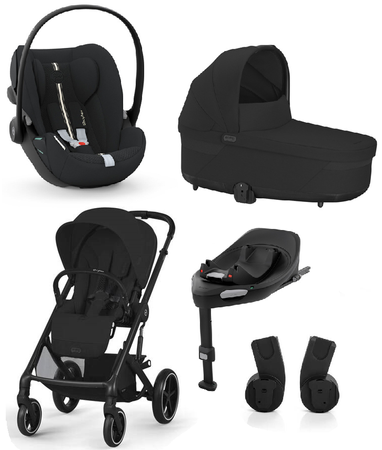 Cybex Balios S Lux 2.0 Wózek Głęboko-Spacerowy Moon Black + Cloud G I-Size Fotelik Samochodowy 0-13kg + Baza G + Adaptery