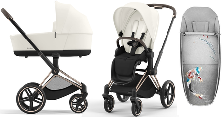 Cybex e-Priam 4.0 Wózek Głęboko-Spacerowy Off White + Cybex Śpiworek