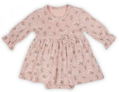 Nicol Sukienko-Body Długi Rękaw 80 Różowy