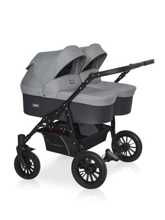 Riko Basic Saxo Wózek Bliźniaczy Głęboko-Spacerowy 02 Stone