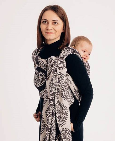 LennyLamb Żakardowa Chusta Do Noszenia Dzieci 74%Bawełna 26% Jedwab FOLKOWE SERCA NOSTALGIA rozm M