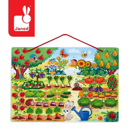 Janod Układanka drewniana magnetyczna z 70 magnesami Ogród