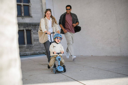 Scootandride Highwaykick 1 Push and Go 2w1 Jeździk i hulajnoga z rączką do prowadzenia 1-5 lat Steel + Kask