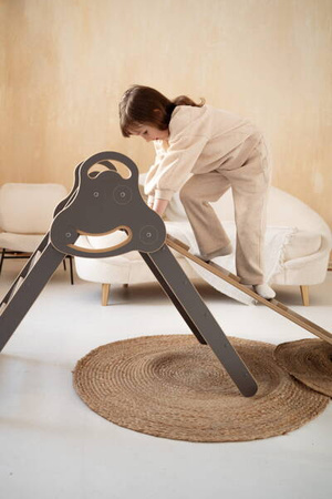 Tupti.wood Drabinka Pikler + Duża Zjeżdżalnia Drabinka Szara