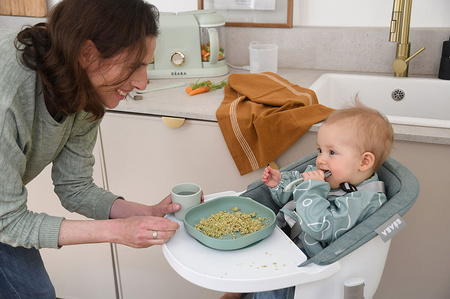 Beaba Komplet naczyń z silikonu z przyssawką Sage green (stary indeks: 913592)