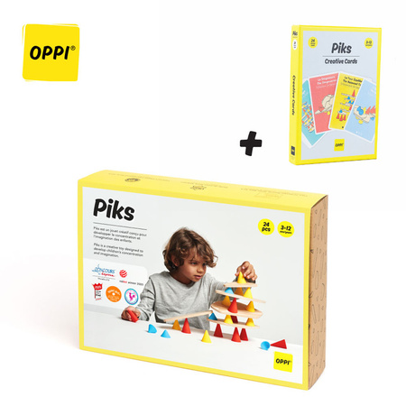 OPPI Kreatywny zestaw konstrukcyjny mały Piks Small 24 el. + Zestaw 24 kart kreatywnych 3+