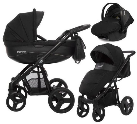 Babyactive Wózek Głęboko-Spacerowy Mommy Classic + Fotelik Samochodowy 0-13kg Black Magic