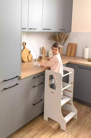 Baby Wood Slim M Kitchen Helper Szary