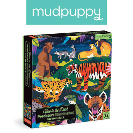 Mudpuppy Puzzle rodzinne świecące w ciemności Drapieżniki 500 elementów 8+