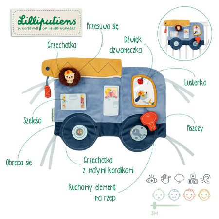 Lilliputiens Miękka tablica aktywizująca samochód Piesek Jules 3 m+