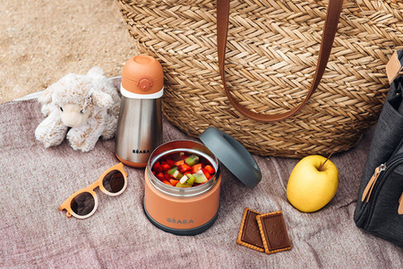 Beaba Pojemnik - termos obiadowy ze stali nierdzewnej z hermetycznym zamknięciem duży 500 ml Mineral grey/Terracotta