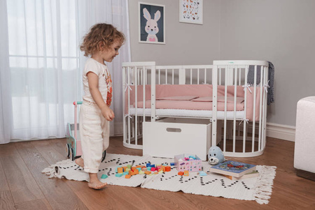 Waldin Łóżeczko Dziecięce 7w1 z Materacem Białe