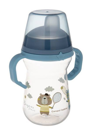 Canpol Babie sFirstCup Kubek z Silikonowym Ustnikiem 250ml Bonjour Niebieski 56/613_blu