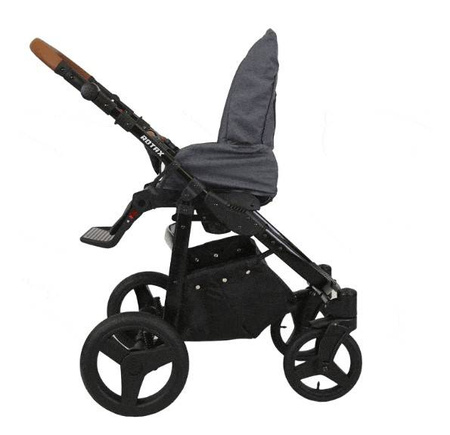 Kunert Rotax Wózek Głęboko-Spacerowy Szary Len + Pomarańcz Biała Rama Koła Żelowe