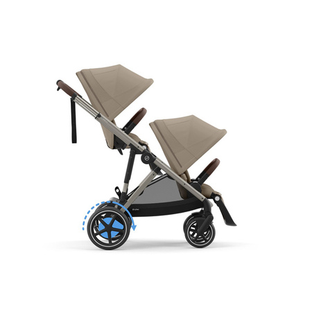 Cybex E-Gazelle S Wspomagany Wózek Spacerowy Bliźniaczy Rama Taupe Almond Beige