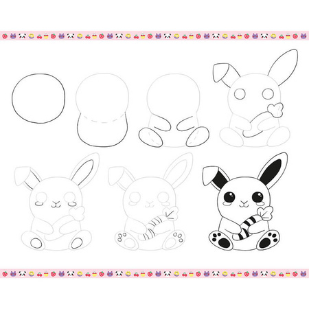 Janod Zestaw kreatywny Rysowanie krok po kroku Modele kawaii 20 rysunków 7+