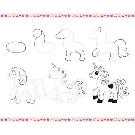 Janod Zestaw kreatywny Rysowanie krok po kroku Modele kawaii 20 rysunków 7+