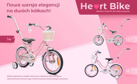 Sun Baby Heart Bike Rowerek z Bocznymi Kółkami 14 Cali Różowy