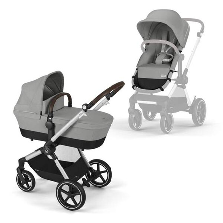 Cybex Eos Lux Wózek Głęboko-Spacerowy Rama Silver Stone Grey