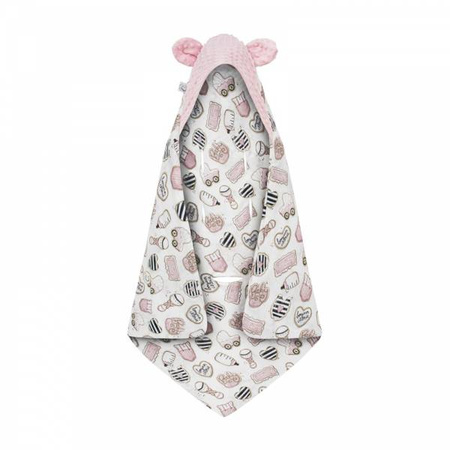 Bonjour Cherie Bambusowy Kocyk do Fotelika Orchidea z Minky Sepia Rose 90x90 cm Baby Shower