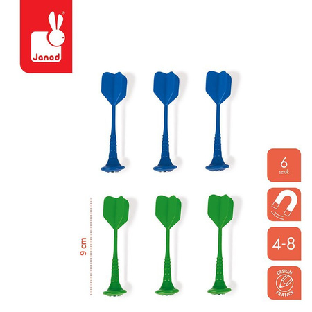 Janod Zestaw rzutek magnetycznych 6 sztuk (zielone i niebieskie)