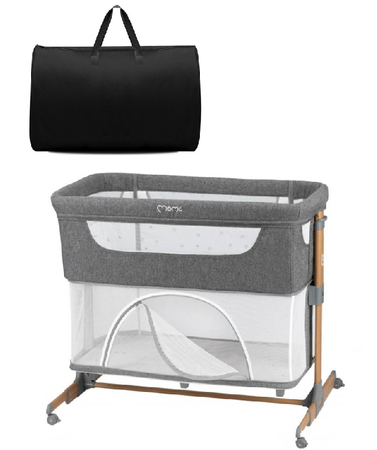 MoMi Smart Bed Łóżeczko Dostawne Kojec 4w1 Grey + Torba Transportowa