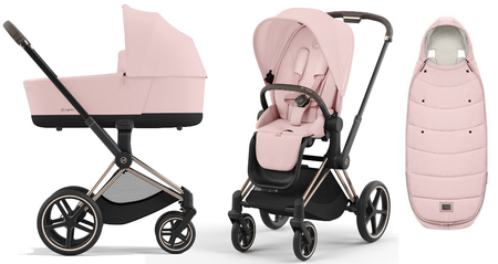 Cybex Priam 4.0 Wózek Głęboko-Spacerowy Peach Pink + Cybex Platinum Śpiworek