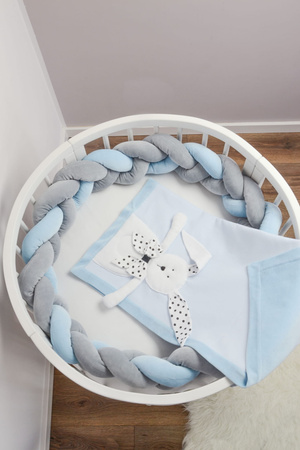 SenLove Ochraniacz do Łóżeczka Warkocz 240 cm Szaro-Niebieski