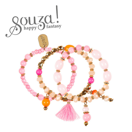 Souza! Bransoletki z koralików różowe Dottie 3 szt.