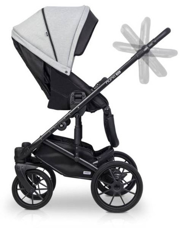 Riko Nuno Pro Wózek Głęboko-Spacerowy 2w1 z Miękką Gondolą Grey Fox