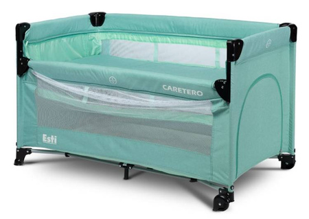 Caretero Esti Łóżeczko Turystyczne z Opuszczanym Bokiem Mint