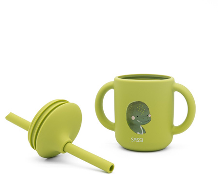 Sassi Kubek silikonowy z rurką dla dzieci Dinozaur