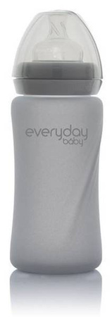 Everyday Baby, Szklana butelka ze smoczkiem M, 240 ml Szary