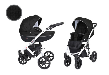 Kunert Mila Wózek Głęboko-Spacerowy 2w1 Czarny Biała Rama Koła Żelowe