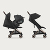 Cybex Coya Wózek Spacerowy Rama Rosegold Black Cozy Beige + Cybex Coya Moskitiera Black