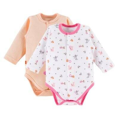 Eevi 2-PAK Body Cute Dziewczęce Długie Łososiowe 74cm
