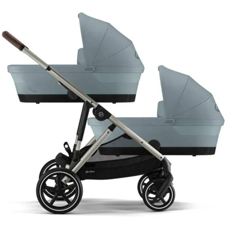 Cybex Gazelle S Wózek Głęboko-Spacerowy Bliźniaczy Rama Taupe Stormy Blue