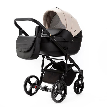 Adamex Lanti Wózek Głęboko-Spacerowy SD110 100% Skóra + Cybex Aton B2 i-Size Fotelik 0-13kg + Baza + Adaptery