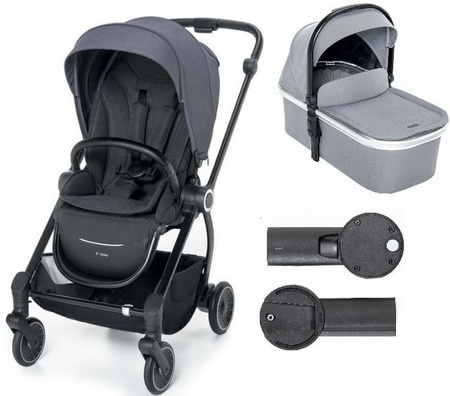 Espiro Galaxy Wózek Głęboko-Spacerowy + Gondola Una + Adaptery Zestaw 2w1 17 Graphite Street + Grey Center