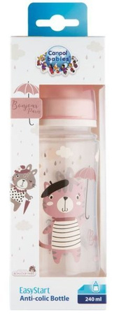 Canpol Babies Easy Start Bonjour Paris Butelka Szeroka Antykolkowa 240 ml 35/232 Pink
