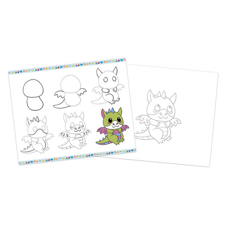 Janod Zestaw kreatywny Rysowanie krok po kroku z brokatowymi markerami 20 rysunków i kolorowanek 6+