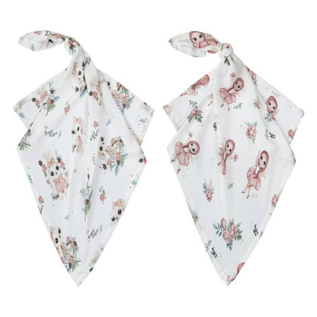 Bonjour Cherie Bambusowa Pieluszka 2szt. 70x70cm Romantyczny Królik + Wróżki